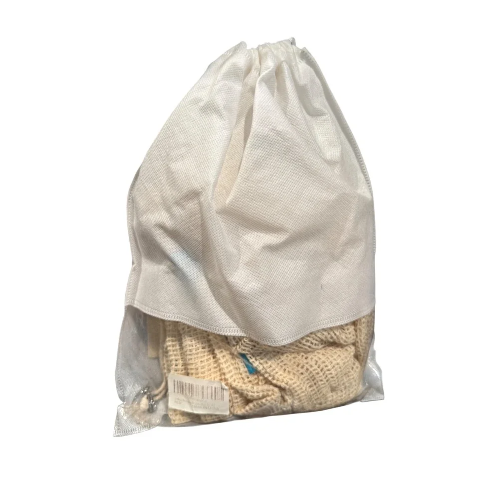 Venhoo Reusable Produce Bag Set of 7 Cream Cotton Mesh Drawstring Eco Friendly